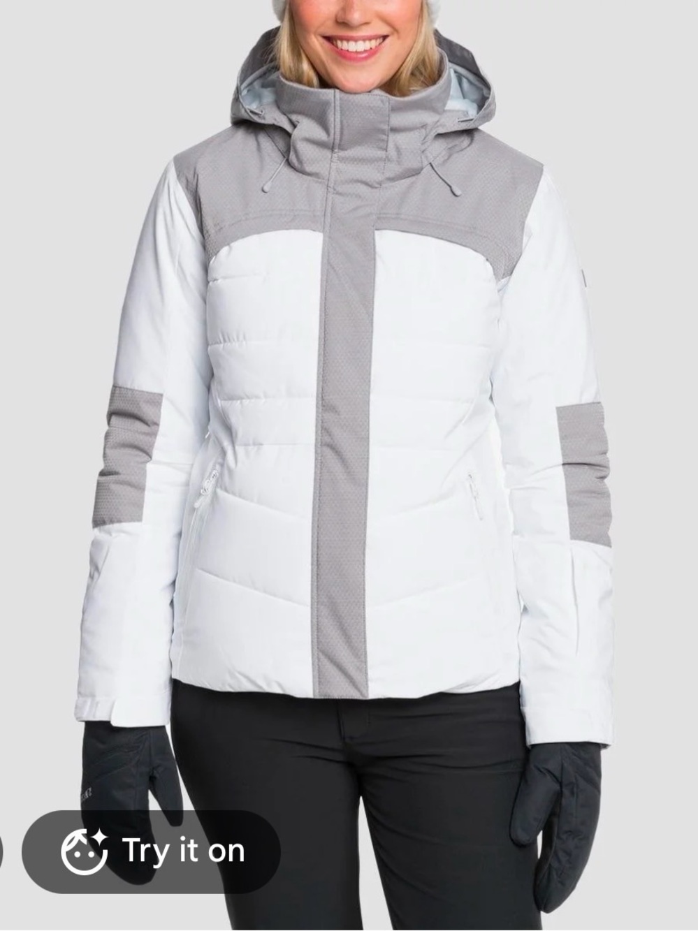 Roxy Women’s Dakota Snow Jacket White & Light Gray